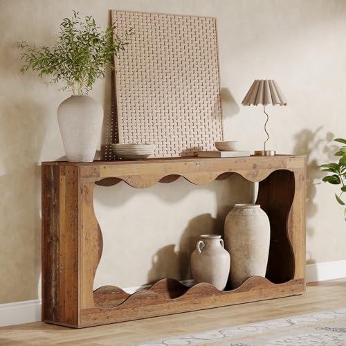 Tribesigns 63 Inches Farmhouse Console Table with Storage, Couch Table