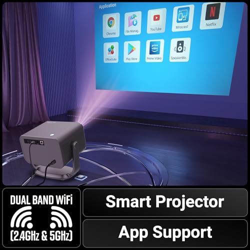 Image of ZEBRONICS PIXAPLAY 67, Smart LED Projector, 9000 Lumens, 4K Support, 150 Inches Screen Size, Auto [ Focus | Keystone ], BT v5.2, HDMI, USB, RJ45, WiFi, 1080p Native, APP Support, BT Remote, Miracast