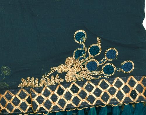 Image of YOUTHQUAKE Heavy Embroidered Work Chiffon Dupatta for Womens & Girls With Fancy Lace