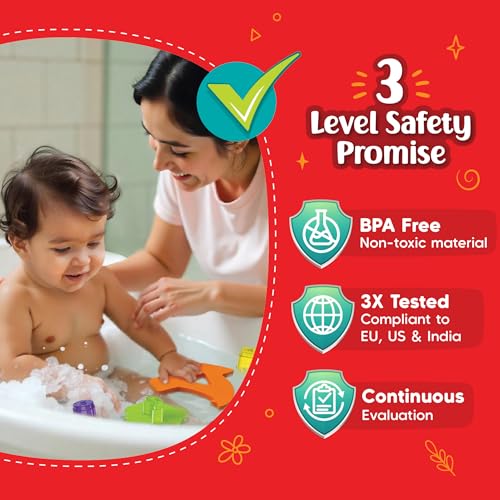 Image of Imagimake Floating Bath Buddies | Leaps & Bounds BathToy | Educational Toy for Toddlers, Infants | 3-in-1 Play & Learn - Water Play, Color Matching & Shape Puzzle | New Born Baby Gifts for 6+Months