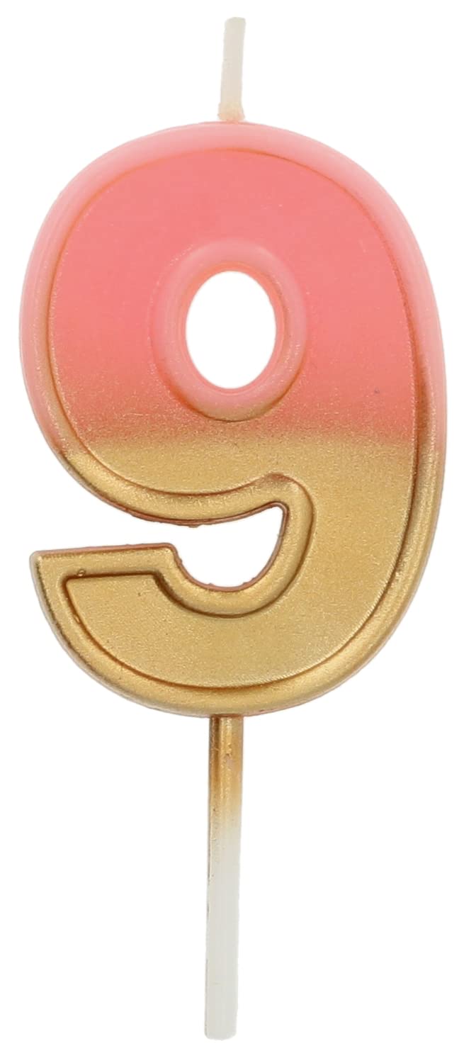 Folat 18709 Candle Retro Number 9 Pink