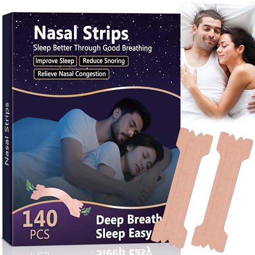 140 Stück Nasenstreifen Gegen Schnarchen, Nose Strips für Besseren Schlaf & Sport, Schnarchreduzierung Nasal Tape für Männer und Frauen (66 x 19 mm)