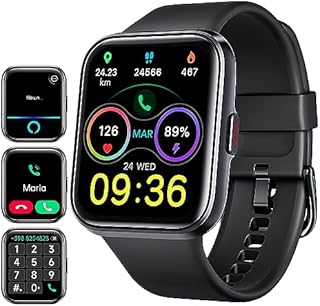 Smartwatch herren mit Telefonfunktion, 1,69" schrittzähler uhr damen mit großem Farbdisplay, Alexa eingebaute, Pulsmesser, Schlafmonitor, Schrittzähler, Aktivitätstracker kompatibel mit Android/IOS