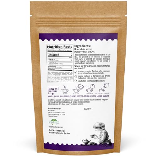 Image of 4 oz. Mulberry Fruit Herbal Tea (Morus Nigra) - 113g Dried Mulberry Fruit Tea Te De Mora
