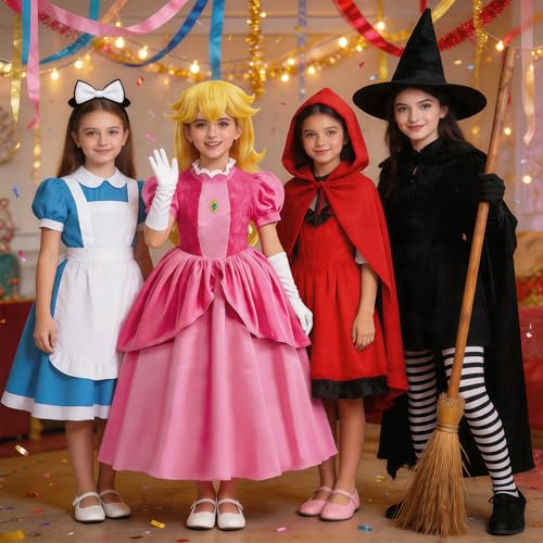 Disfraz completo de princesa color rosa para niñas 7-8 años miniatura 6