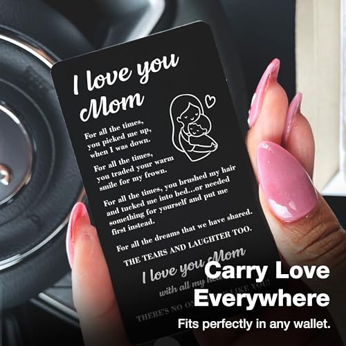 Engraved Mom Wallet Card – Sentimental Gift for Mother from Son or Daughter, Best Mom Card, Mother’s Day, Birthday, Valentine’s Day Keepsake4