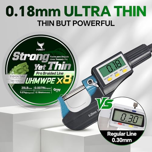 Image of Pro Power 20 LB 8 Strand Braided Fishing Line, Super Thin Dia 0.18mm | Hi-vis 8x Slick PE Wire & Leader Line Combo, Easy to Tie with Knot Guide Card for beginners, Ready to Fish and Cost Effective