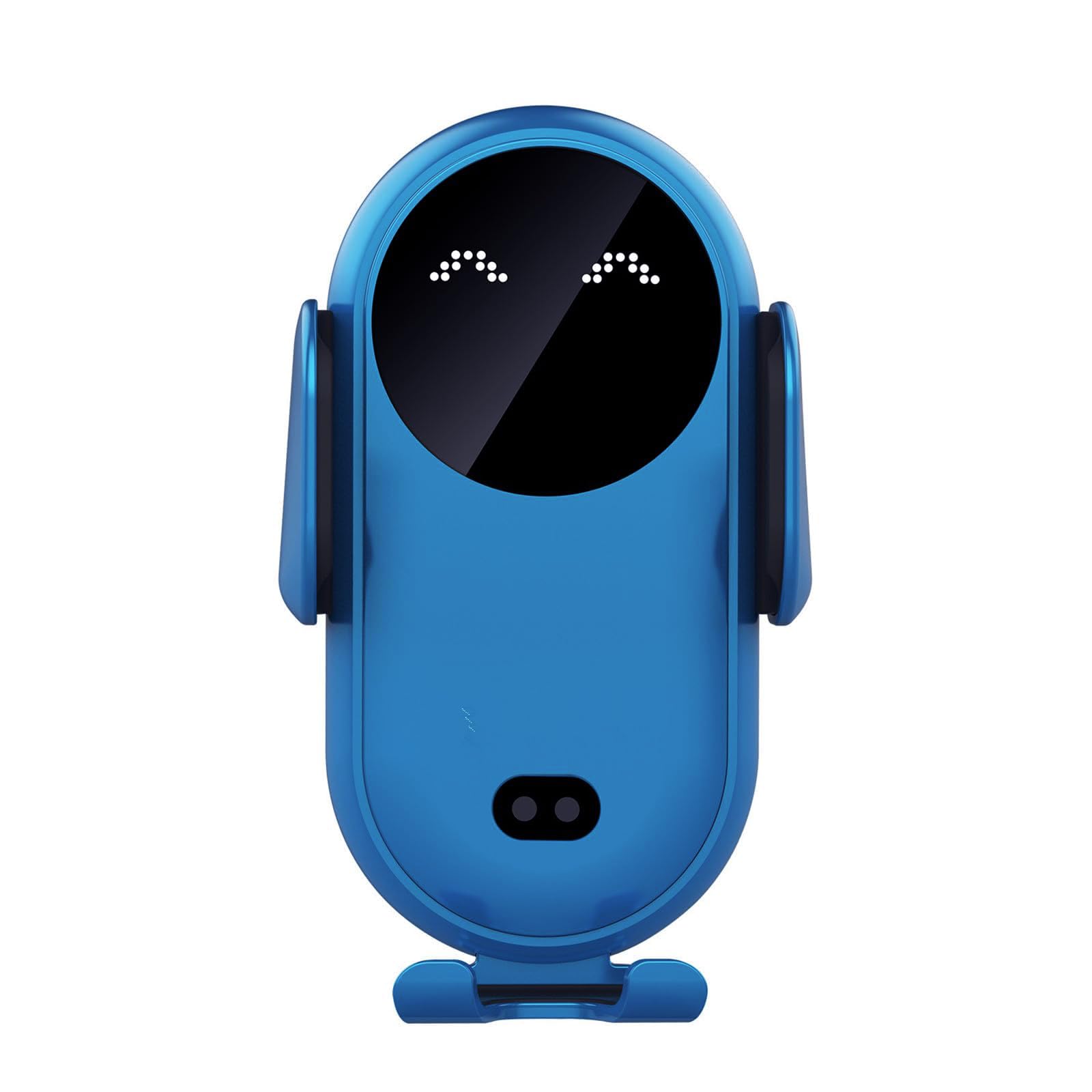 Supporto per cellulare auto con funzione di ricarica, caricatore senza fili per auto, stazione di ricarica induttiva, ricarica wireless a doppia bobina, girevole a 360°, per ventilazione auto (azzurro