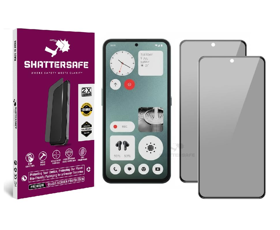 Image of Anti-Spy Privacy Tempered Glass Compatible For Nothing CMF Phone 1 [Pack of 2]. 9H Hardness, Anti-Scratch, Edge-to-Edge Protection With Easy Installation Kit & Case Friendly Fit.