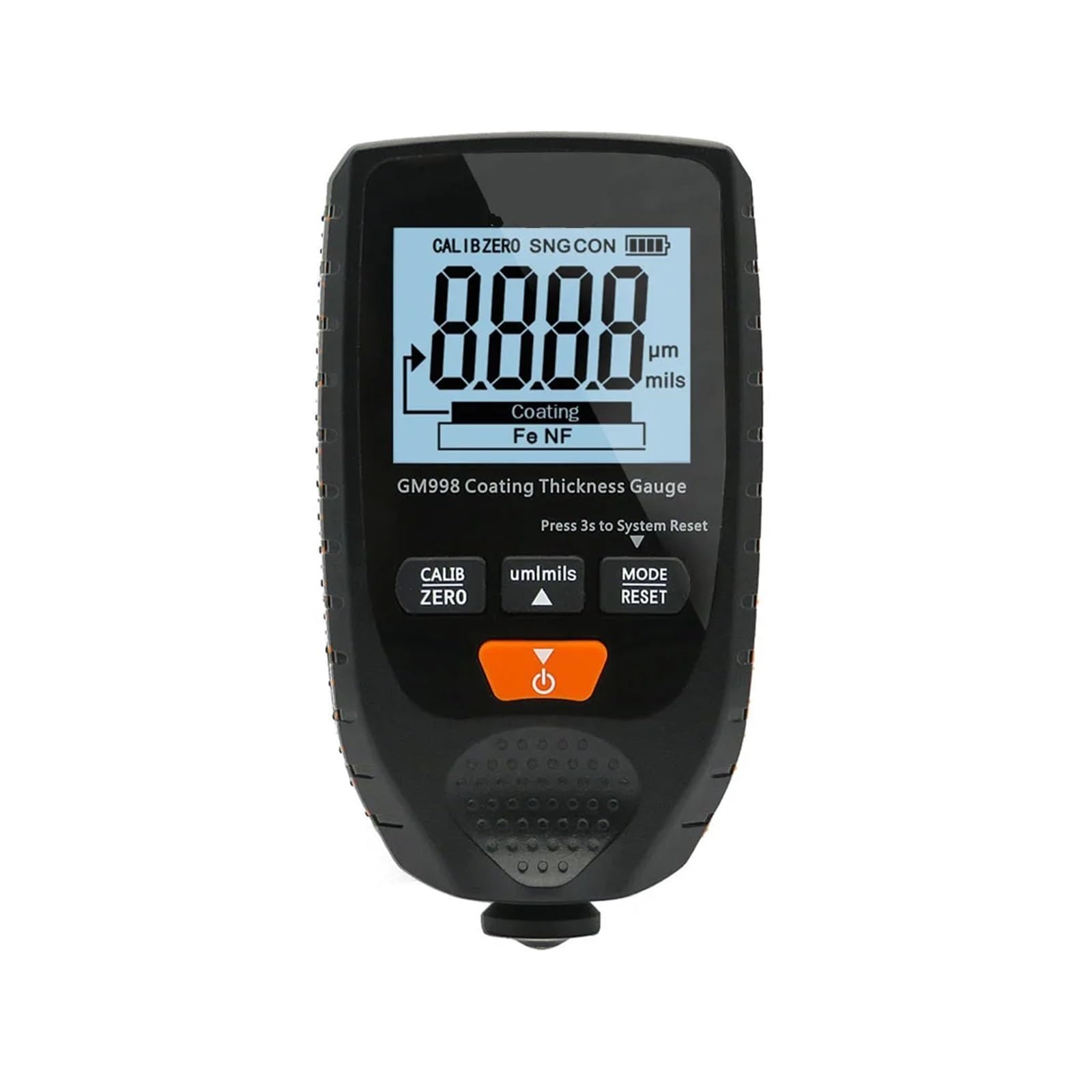 Miernik grubości GM998 Miernik grubości folii podświetlanej Tester lakieru samochodowego Miernik grubości powłoki Tester lakieru Fe&NF(Full Black)