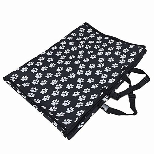 Hcmax Dog Car Seat Cover Pets Hammock Convertible Cover 600D Heavy Duty Waterproof Backseat Covers With Side Flaps For Car Suv Truck - Black Paw Prints #TOP7