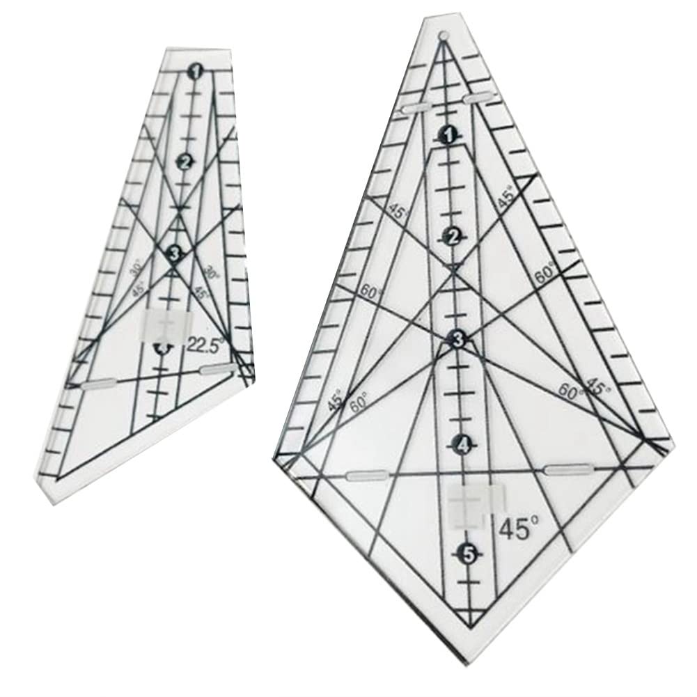 Pasuihcay Acrylic Sewing Patchwork Ruler Squedge 22.5°/45° Sewing Template Ruler Patchwork Quilting Ruler DIY Sewing Stencil Tool, transparent