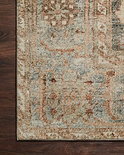 Loloi Margot Collection MAT-03 Ocean/Spice 8'-6" x 11'-6" Area Rug, No-Shed Easy Clean Large Patterned Area Rug for Living Room, Bedroom, Dining Area