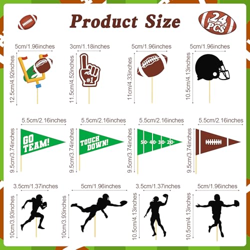 24 Pcs Football Cupcake Toppers, Disposable Foot Ball Themed Toothpicks, Touchdown Players Flagship Cake Toppers, Football Party Decorations for Sports Theme Baby Shower Birthday Party Supplies - Image 4