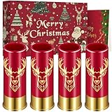 Lot de 4 Verres à Shot en Forme de Tête de Cerf avec Boîte Cadeau de Noël, Cadeaux de Fête de Mariage, Noël, Halloween, Cadeaux de Chasse au Cerf, Petites Tasses à Shot 12GA, 45ml, Plastique, Rouge