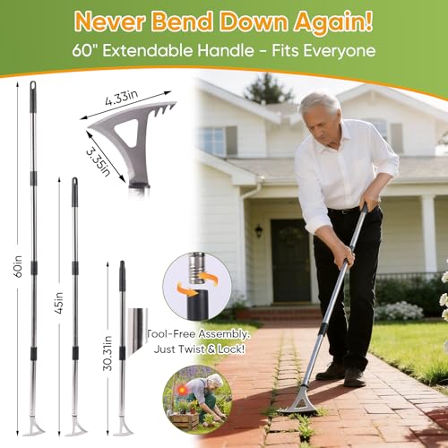Herramienta para Maleza 3 en 1 de Acero Inoxidable con Mango Largo 60" miniatura 3