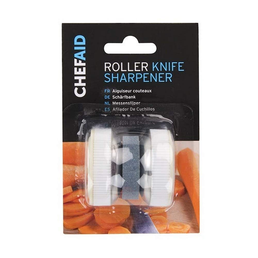 Chef Aid Roller Knife Sharpener, Roller Your Knife Over Grindstone Sharpen Your Knives, Works on All Flat Edged Knives to
