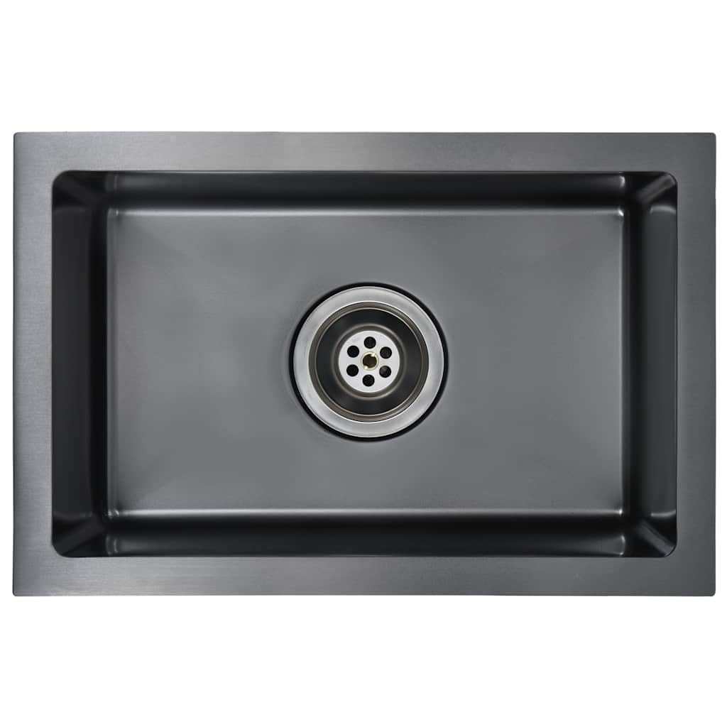Fregadero de cocina hecho a mano acero inoxidable negro 44 x 29 x 20 cm