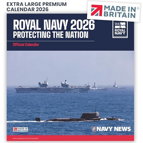 Calendario oficial 2024 de la Royal Navy para vacaciones del Reino Unido, respetuoso con el medio ambiente, fabricado en Reino Unido, en papel FSC® con tintas vegetales y energía 100% verde. Captura