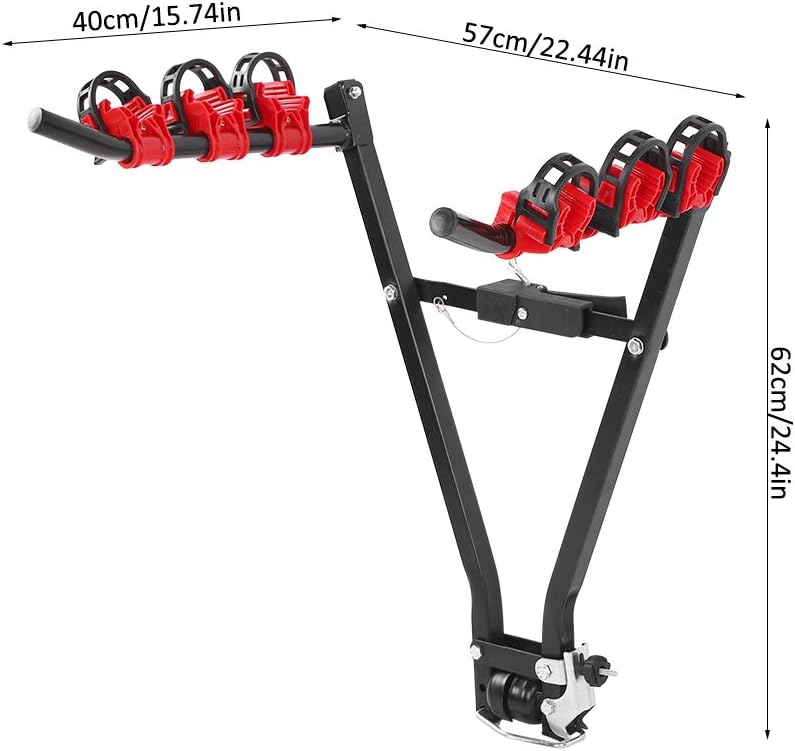 Car Racks, Heavy Duty Steel Bike Carrier for 3 Bikes, Foldable Tow Mount with Powder Coated Finish for SUVs and Universal Vehicles