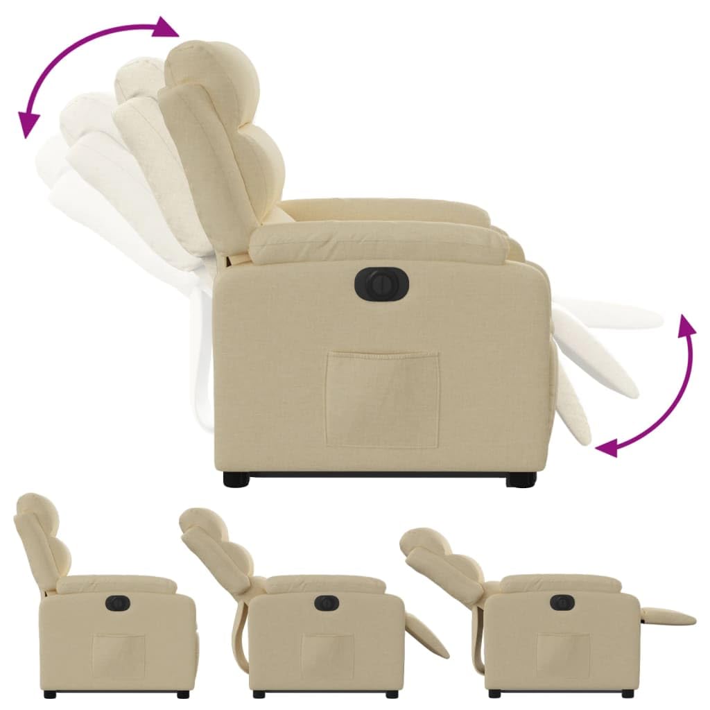 Elektrischer Relaxsessel Cream Beige mit Aufstehhilfe 75x92,5x100 cm Stoffbezug Modernes Design für Living Room Bedroom Seniorengerecht