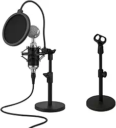 Suporte Pedestal de Mesa Tripé para Microfone BM800 Base Revestida, Regulável, Compatível Shock Mount Aranha Suporte Almofadado/Acolchoado para Podcast, Estúdio