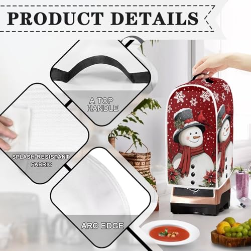 Image of Talayituse Cardinal Snowman Print Blender Dust Cover, Fingerprint Protection Cover for Stand Mixer or Coffee Machine, Home Kitchen Appliance Covers for Stain Dust Resistant Supplies Christmas Decor