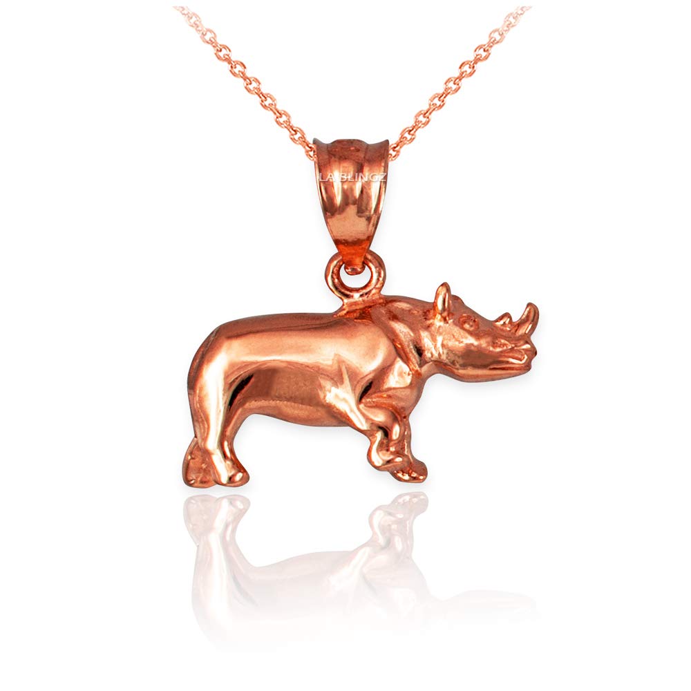La Blingz 14k Polished Rose Gold Rhino Necklace Desertcart Cyprus
