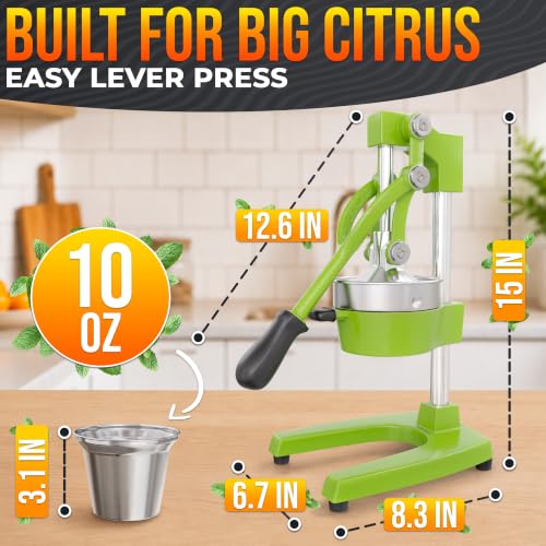 Image of Cast Iron Juicer Hand Press, Heavy-Duty Squeezer (Green)
