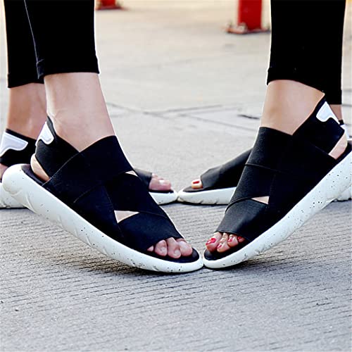 Sandals Outdoor Unisex Beach Sandals Fashion Flat Lovers Shoes(Black,7)2