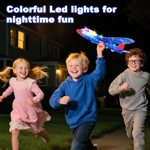 Image of Airplane Launcher Toy, 3 Pack Foam Glider Planes for Kids | LED Lights, Dual Flight Modes, Outdoor Play, Easy Assembly, Lightweight Foam Design, Birthday Surprise, Holiday Gift Choice