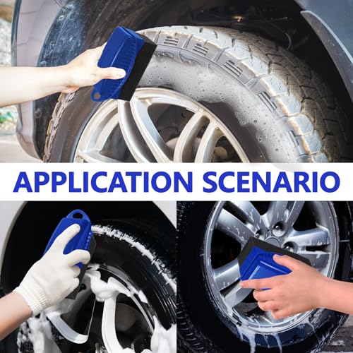 Image of 2PCS Tire Dressing Applicator, Car Tire Applicator Dressing Shine Sponge, Reusable Tire Dressing Applicator Pads with Lid, Wheel Applicator Foam for Car Detailing Cleaning (Blue)