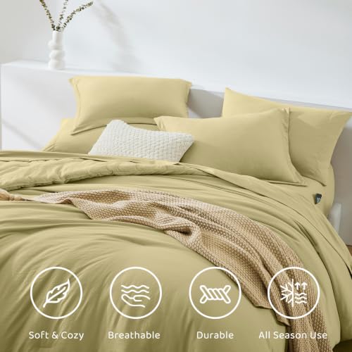 Image of Full Size Comforter Sets-7 Pieces Ultra Soft Bed in a Bag Full Bedding Sets | Prewashed All Season Comforter with Sheets, Pillow Shams & Pillowcases,Hemp