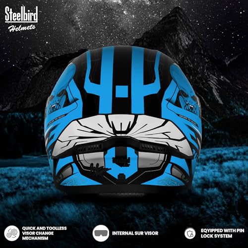 Image of Steelbird SBA-20 Strange ISI Certified Flip-Up Graphic Helmet for Men and Women with Inner Silver Sun Shield