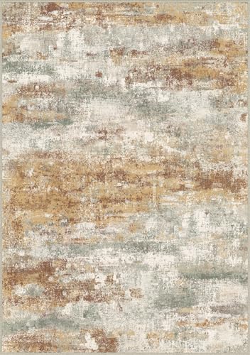 Area Rugs 10x14 for Living Room Bedroom, Modern Abstract Machine Washable Rug, Large Soft Low Pile Floor Cover with Non Slip Backing for Dining Room, Orange Green