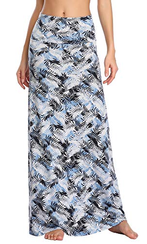 Image of Urban CoCo Women's Stylish Spandex Comfy Fold-Over Flare Long Maxi Skirt