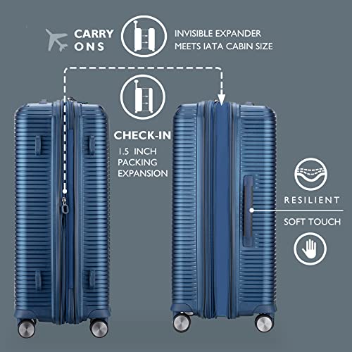 Image of Verage Carry On Luggage with Spinner Wheels, Expandable Hardshell Spinner Suitcase for Travel, TSA Approved (3-Piece Set (20 /24 /28), Blue)