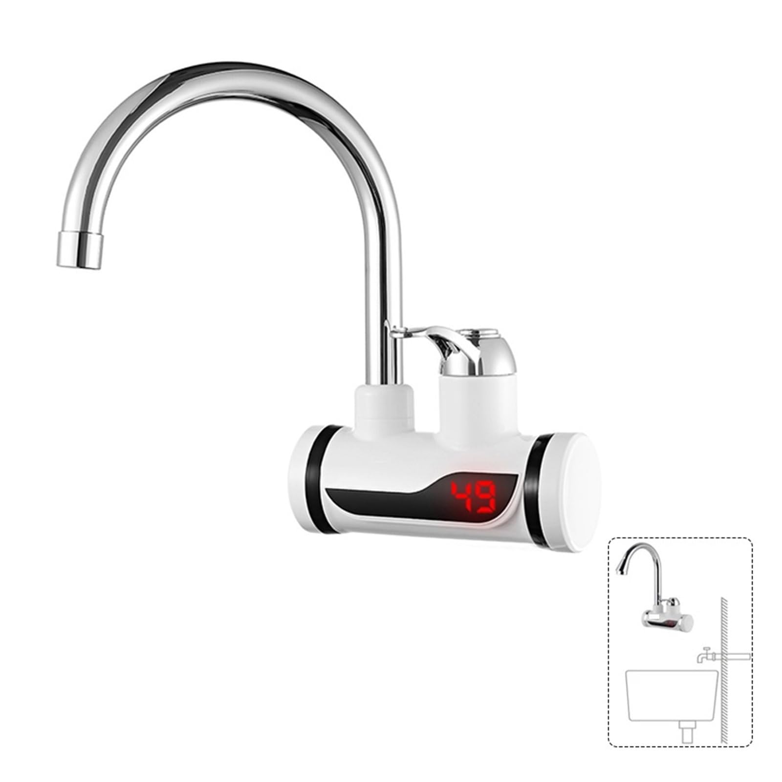 Display della temperatura dello scaldabagno elettrico istantaneo Riscaldamento dell'acqua Scaldabagno caldo della cucina con rubinetto della cucina a LED