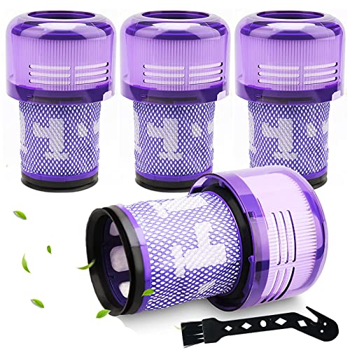 KiimSin 4 Stück HEPA Filter Ersatz 971517-01 für Dyson V12 Slim Absolute Extra/Total Clean/Fluffy Zubehör Hinterer Filter Ersatzteil Cover