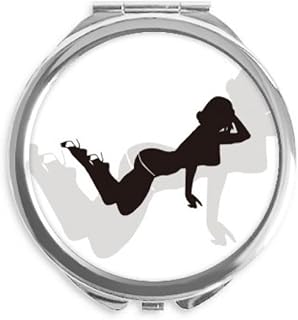 Hot Woman Girl Outline Hand Compact Mirror Round Portable Pocket Glass