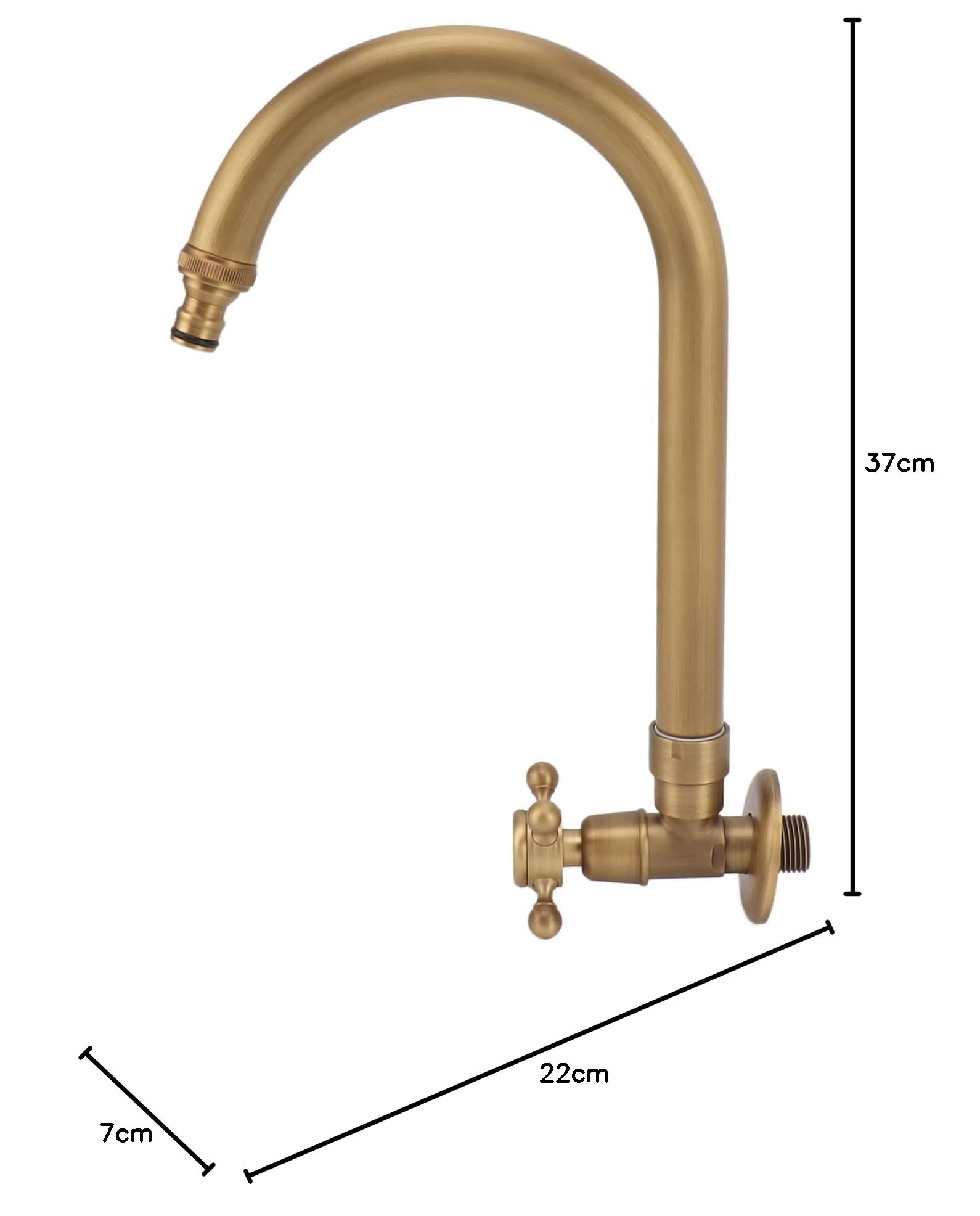 Solo Rubinetto Dell'acqua Fredda, Rubinetto per Tubo da Giardino Esterno, Rotazione a 360°, Rubinetto Dell'acqua Antico Antigelo (Bocca sottile)