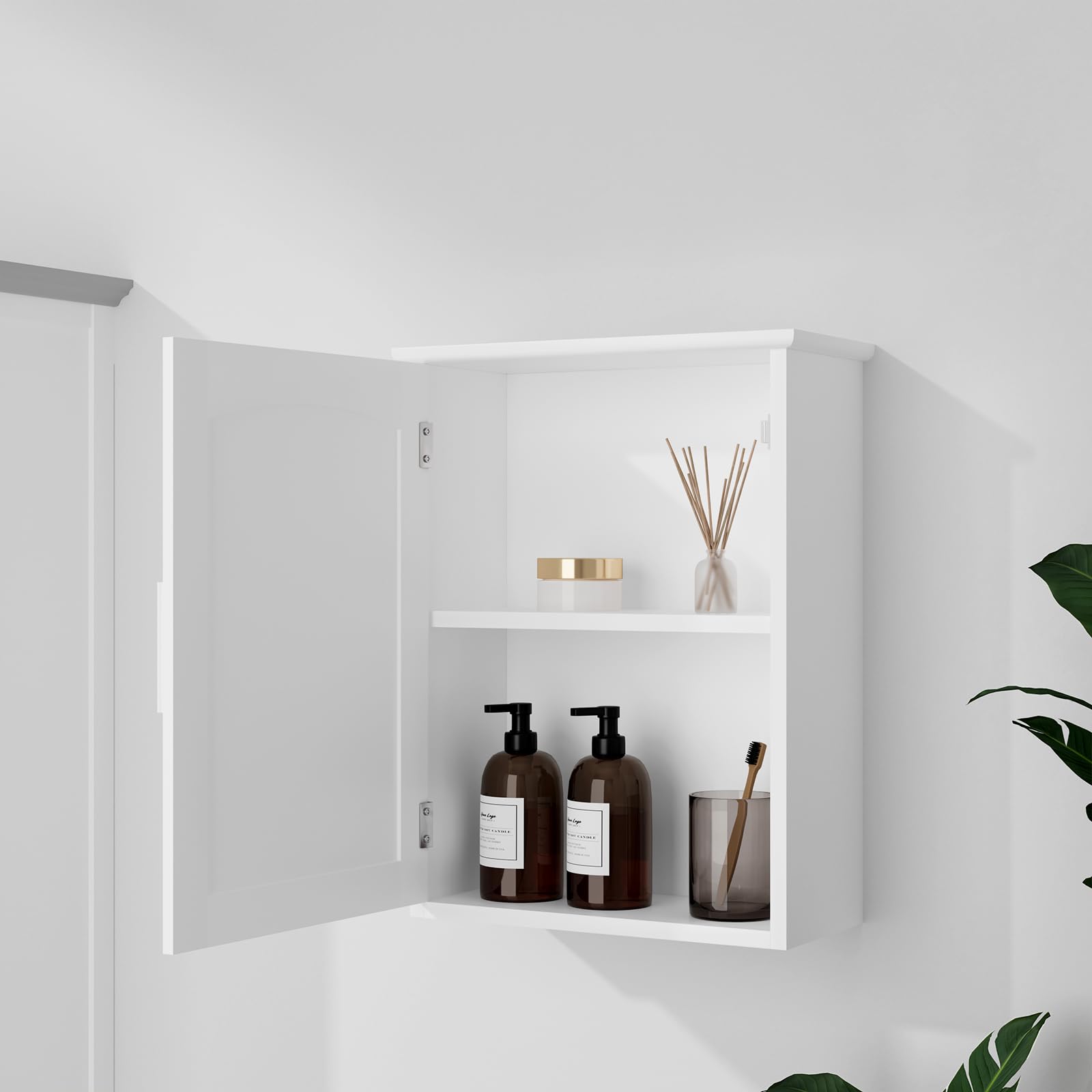 EUGAD Armoire Murale Salle de Bain, Meuble Salle de Bain, Armoire Pharmacie, Meuble WC Suspendu, avec Étagère Réglable, Porte, en MDF, Blanc, 40x17x51cm