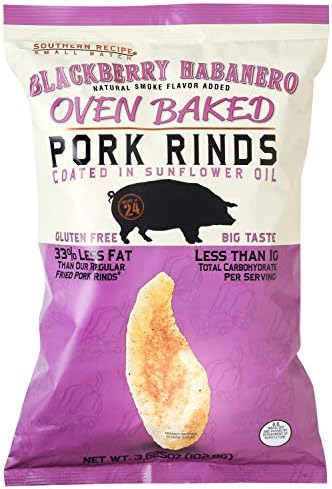 Southern Recipe Small Batch Oven Baked Pork Rinds | Keto Snacks, Low Carb Snacks, High Protein, Gluten Free | Blackberry Habanero, 3.6 Ounce Bag (Pack of 6)