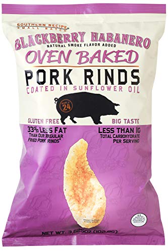 Southern Recipe Small Batch Oven Baked Pork Rinds | Keto Snacks, Low Carb Snacks, High Protein, Gluten Free | Blackberry Habanero, 3.6 Ounce Bag (Pack of 6)