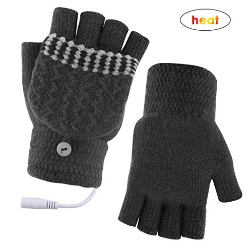 XingYue Direct Guantes Calientes de Invierno con calefacción por USB Guantes Deportivos con Guantes eléctricos para Hombres y Mujeres con Guantes eléctricos de Medio Dedo