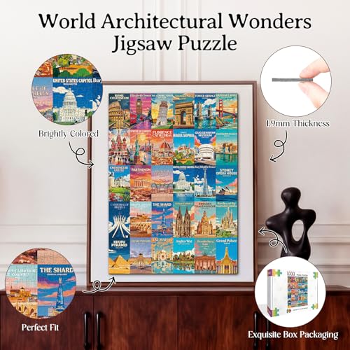 Rompecabezas de 1000 piezas para adulto, Maravillas arquitectónicas del mundo - 27.6 x 19.9 pulgadas miniatura 2