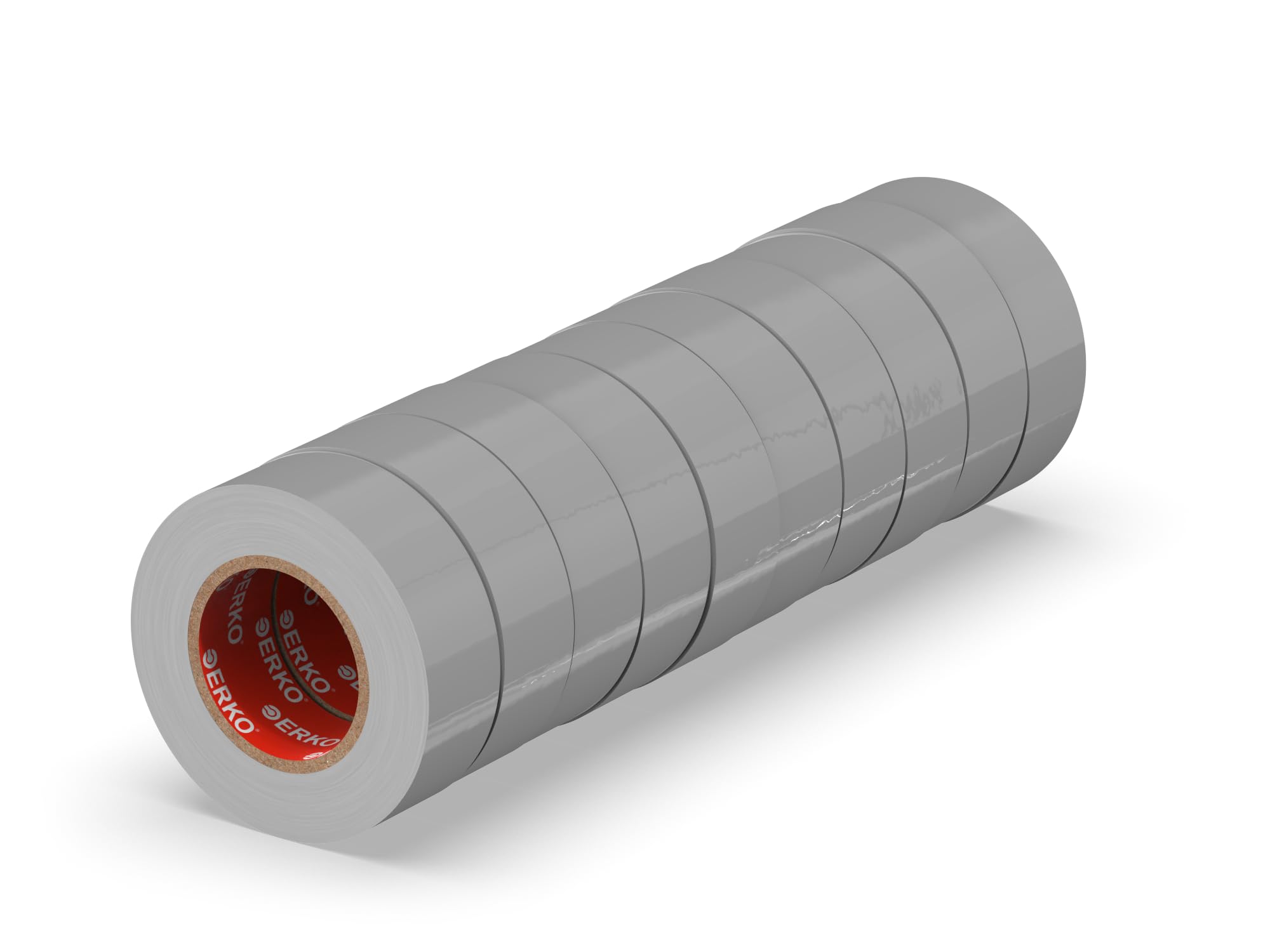 ERKO Electrical Insulation Tape Gray 10 Pack 0.6in x 33ft PVC Electrical Wiring Repair, Flexible, Strong Adhesion, Chemical Resistant, Universal (15mm x 10m)