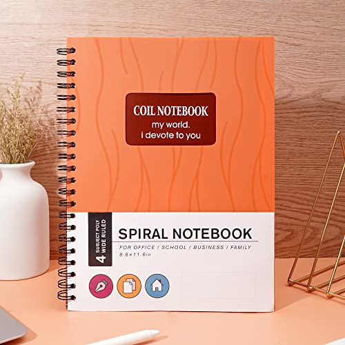 5 Subject Notebook With Dividers Tabs Spiral Notebooks For Work Wide Ruled 240 Pages Multi Subjects Notebook For Note Taking Spiral Bound Notebook Lined College Students Writing Journal School Office Supplies, 8.5"X 11", Orange #TOP6