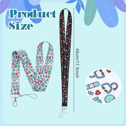 AFCJLTO Schlüsselanhänger aus der Serie mit niedlichem Muster für Damen und Herren - ID Lanyards Strap Abzeichen Lanyards für Handy, Tasche und ID Kartenhalter (2er Set)