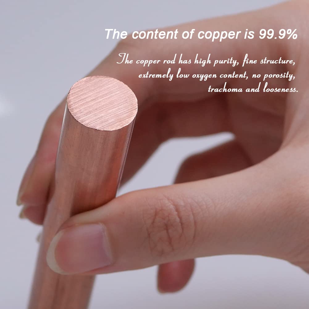 Ququyi 99.9% Pure Copper Round Rod 1" OD 8" Length Bare Copper Cu Metal Rod for Metal Craft Hobbies, Knife Making